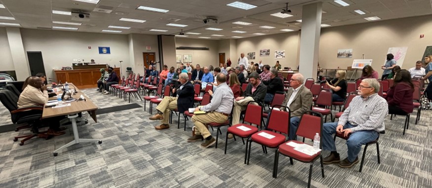 A photo of the recent Yazoo Backwater Area public meeting with numerous attendees.